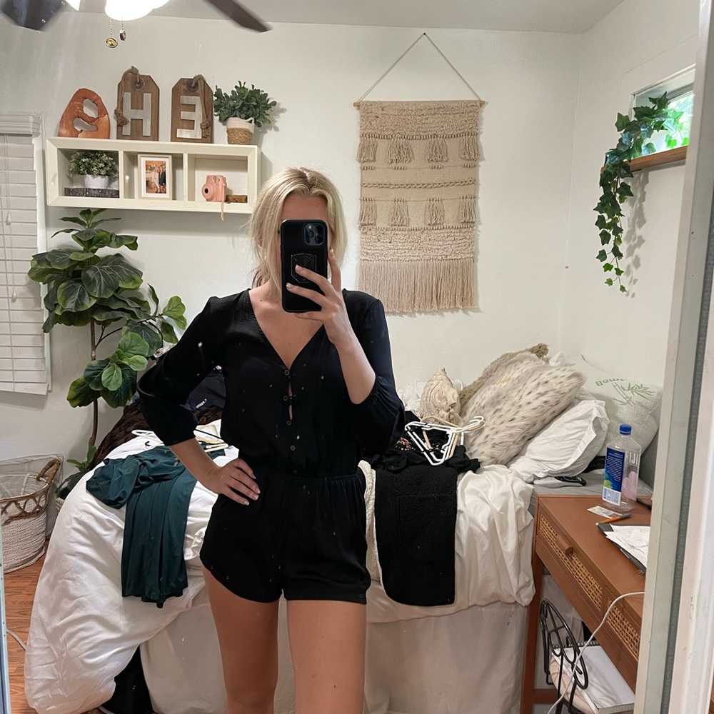 Black long sleeve romper